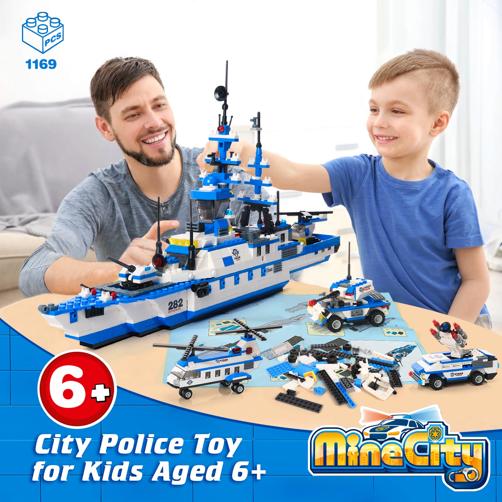 Ocean Military Battleship Building Block 6 IN 1 Military Battleship Building Toy Model Kit Best STEM Educational Toy Gift for Boys and Girls up 6 Ages With 1169 Pieces